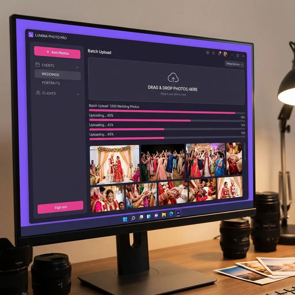 Windows desktop app uploading wedding photos